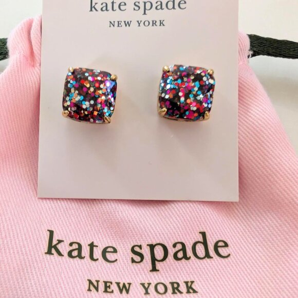 NWT | KATE SPADE NEW YORK Square Stud Earrings 1/2" Gold Plated - Picture 1 of 6